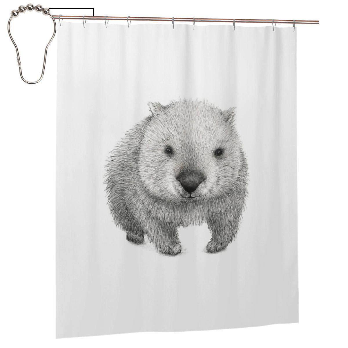 Wombat Australia Shower Curtain Bathroom Polyester Waterproof Bath Curtains With Hooks W60H190(CM)-1 Pcs