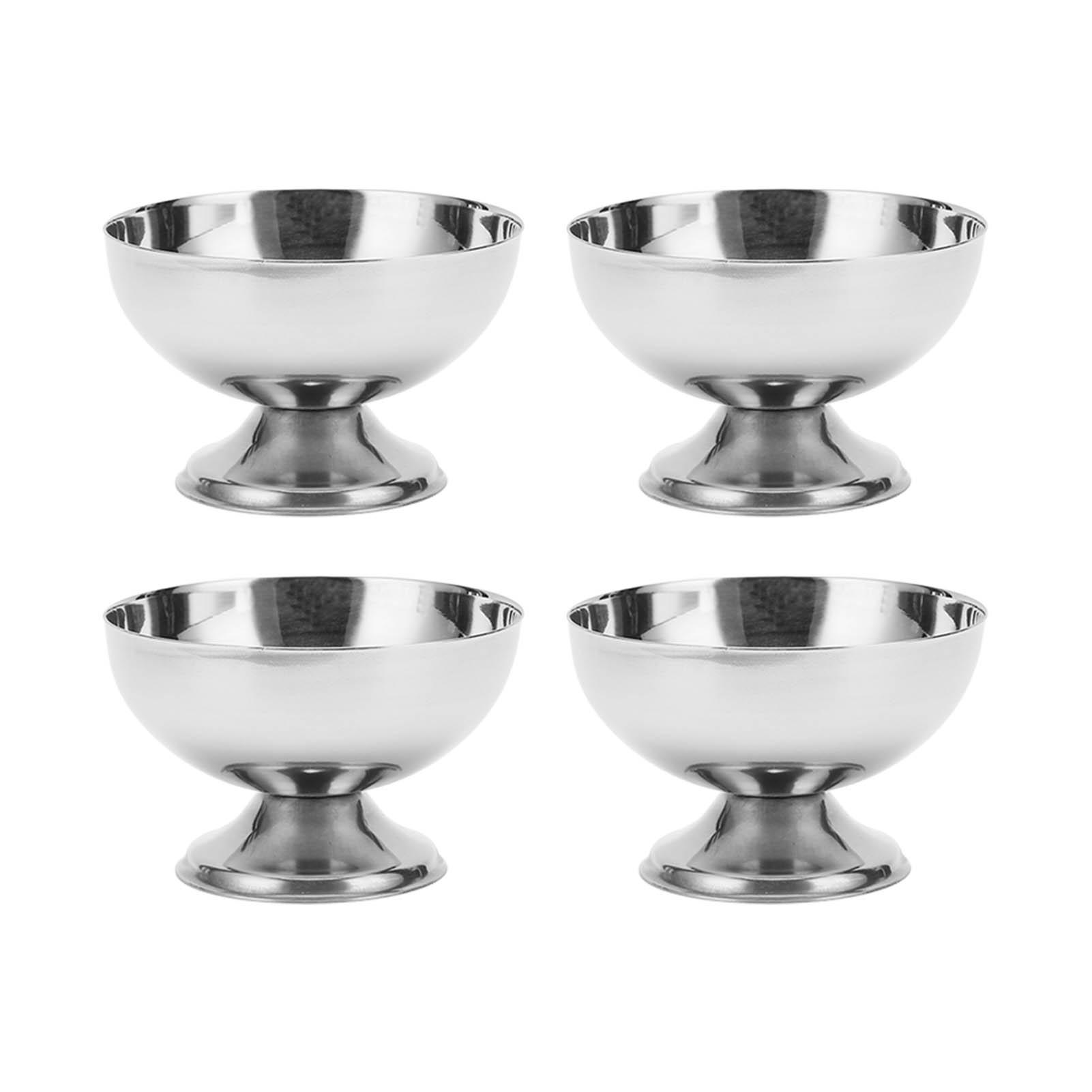 

4 шт. миска для мороженого из нержавеющей стали, пищевая, сглаживающая, прочная, металлическая, десертная миска с вилками для L