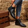 Fashion Women's Ankle Boots Solid Color Leather 2026 Autumn Fashion Pointed Toe Lace-up Flat Boots for Women Casual Retro Sewing Shoes