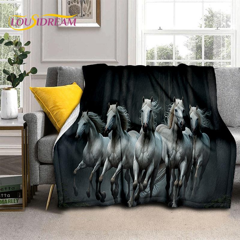 Horse Pentium Gallant Steed 3D Animal Blanket,Soft Throw Blanket for Home Bedroom Bed Sofa Picnic Travel Office Cover Child Gift
