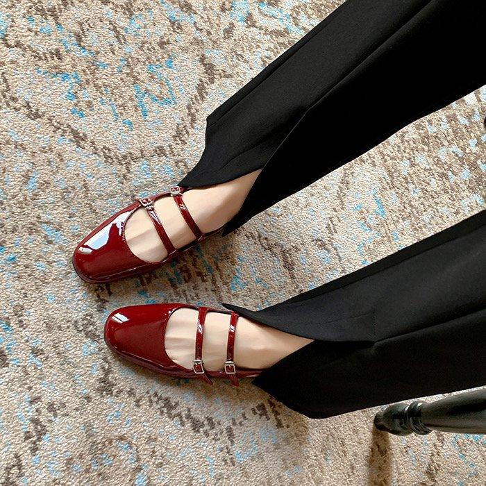 Double Buckle Silver Mary Jane Shoes Flat Low Heel French Retro Baotou Backempty Sandals Women