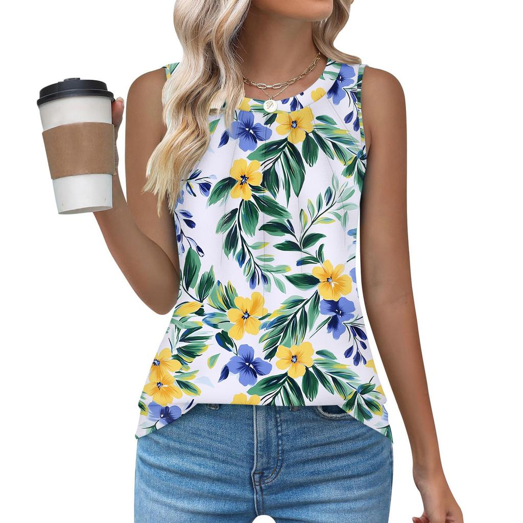 Womens Casual O Neck Loose  Sleeveless Top T-shirt  Summer Tank Tops For Women Tank Camisole Sleeveless Basic Tops
