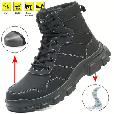Men Work Boots Outdoors Desert Boots Steel Toe Anti-smash Puncture-Proof Boot Indestructible Shoes Protective Boots Safety Shoes