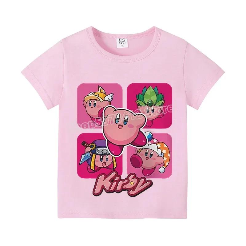 Star Kirbys Summer Short Sleeve Kid Cute T-shirt Colorful Tops Baby Cartoon Fashion Tee Kawaii Game Boy Girl Casual Clothes Gift