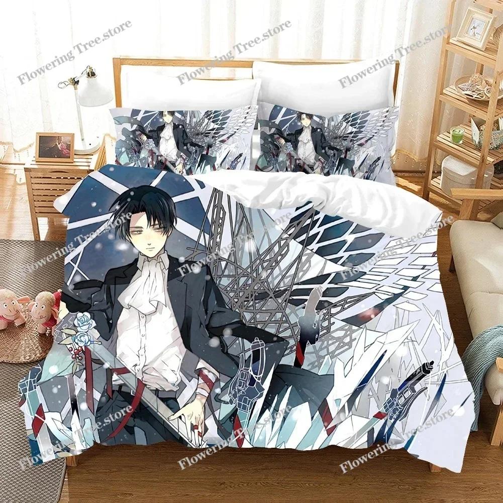 3D Printed Attack On Titan AOT Bedding Set Anime Levi Duvet Cover Double Twin Full Queen King Adult Kids Bedclothes Quilt Cover