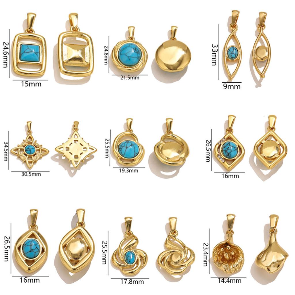 2Pcs DIY Stainless Steel Natural Stone Pendant for Necklace Earrings Pendant DIY Jewelry Making Accessories
