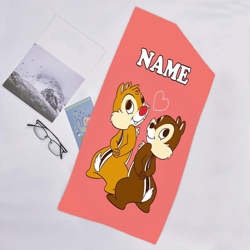 1pc Chip 'n' Dale1 Beach Towel with Custom Name, Beach/Swimming/Bath/Picnic/Camping Towel, Suitable for Seaside Beaches