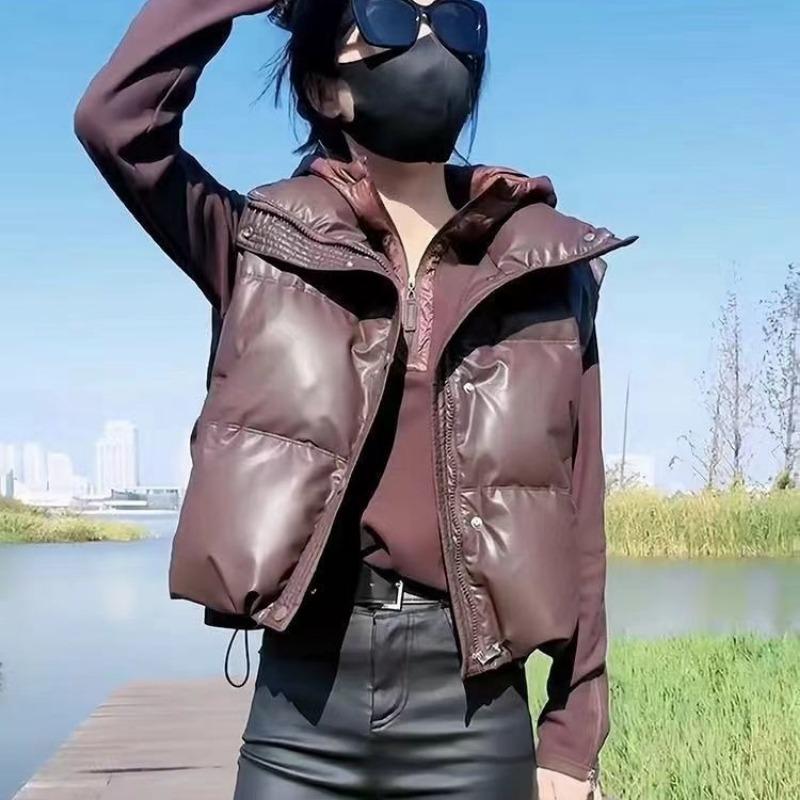 Vest Autumn and Winter New Down Cotton Fashion Loose Vest Stand-up Collar Thermal Vest Jacket