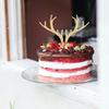 Christmas Antlers Shape Cake Topper Acrylic Dessert Decor For Holiday Party Shower Birthday Muffin Decoration Silver