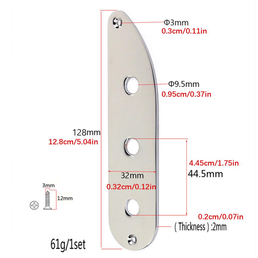 32mm Stahl-Kontrollplatte mit schmalen Potis, 3 Schraubenlochabstand und schrägem Schalterausschnitt für Tele-Style E-Gitarre Zubehör