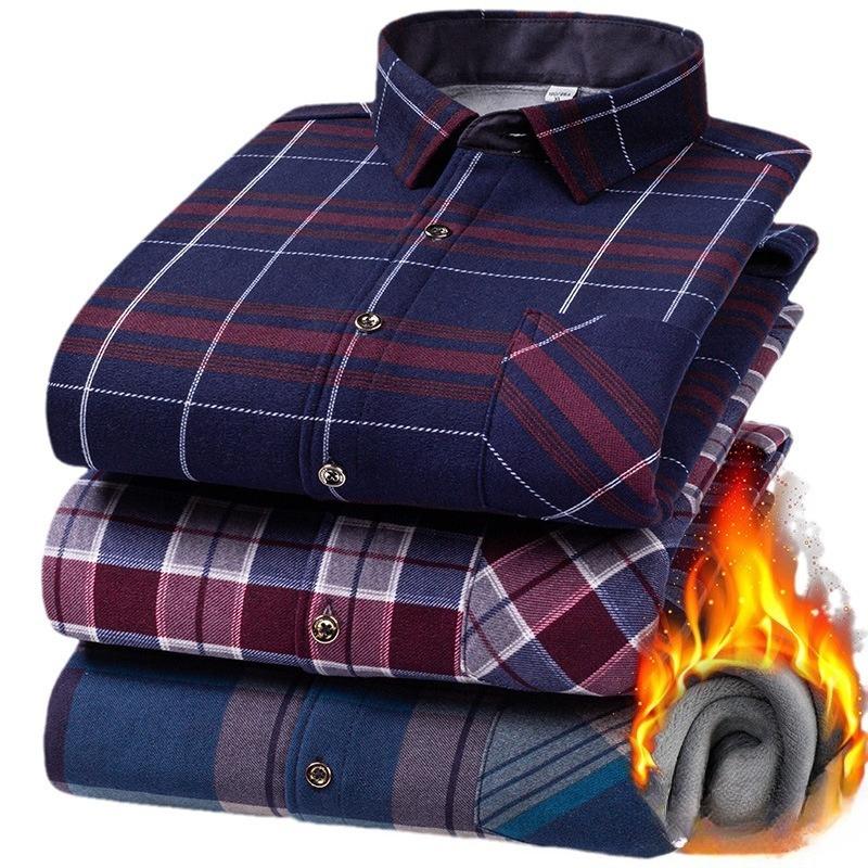 Men's Winter Sherpa Lined Flannel Shirt Jackets Long Sleeve Button Down Fleece Dress Shirts for Men Casual Warm Comfortable Thermal Shirt With Pockets