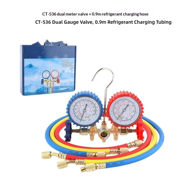 3 Way AC Diagnostic Manifold Gauge Set with Hook Durable Refrigerant Testing Tool for R12 R22 R404A R134a Freon Charging