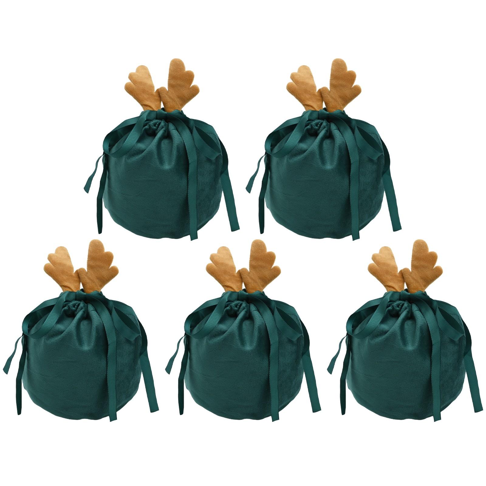 

Christmas Candy Bags Santa Present Bags Velvet Deer Bags зелёный