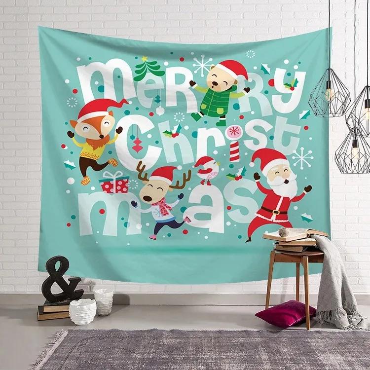 Christmas Cartoon Snowman Tapestry Living Room Sofa Home Decoration Christmas Gift