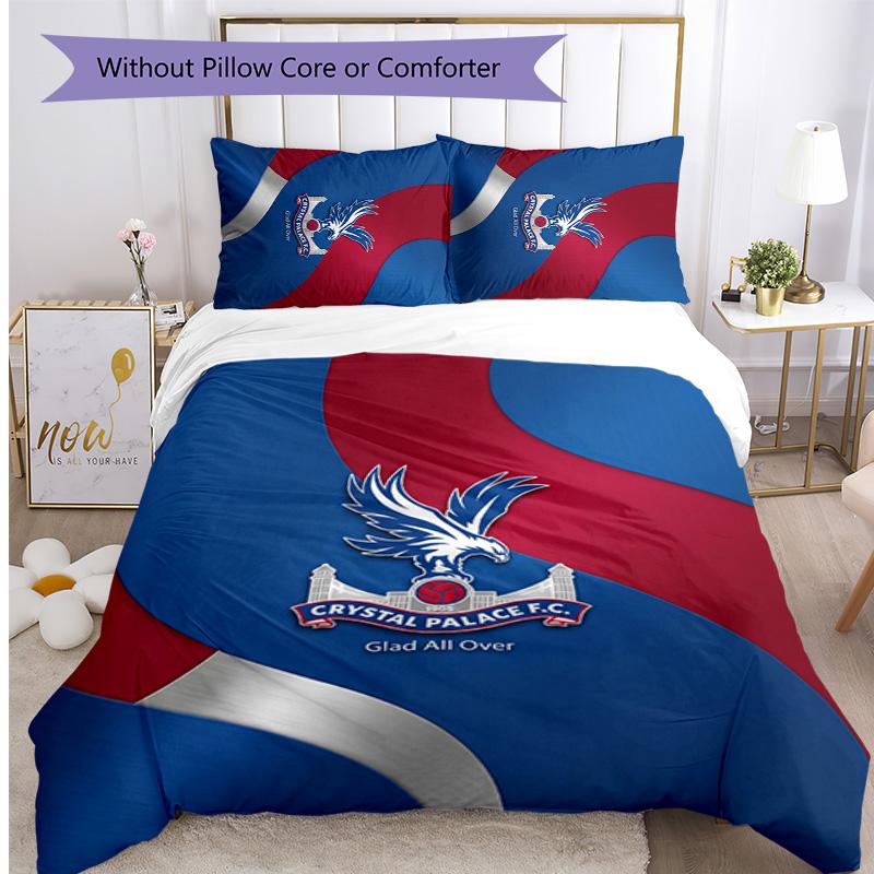 Crystal Palace Football Printed 3 Pieces Bedding Set, Comfortable Skin Friendly Bedroom Duvet Cover Set