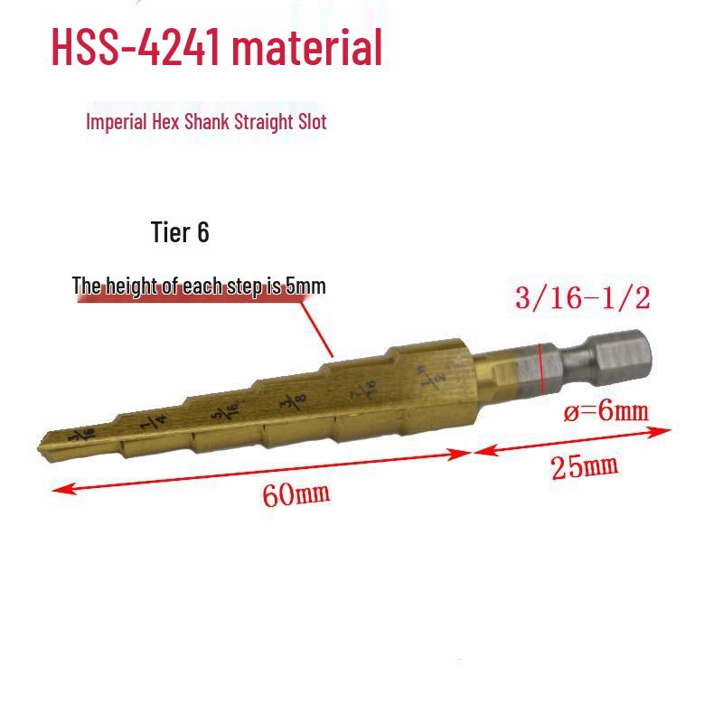 Imperial Step Cone Drill Bit Set: Hex Shank, 3/16''-1/2'', 1/4''-3/4'', 1/8''-1/2'' Options