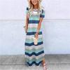 Women Short Sleeve Long Dress With Pockets Casual Oversized Round Neck Beach Dress Female Split Loose Fit Summer Dress Vestidos