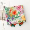Luxury Flower Plant Women Viscose Scarf Ventilate Summer Beach Shawl Cotton Linen Feeling Tassel Pashmina Muslim Hijab Wrap Lady