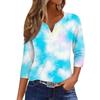 Women's T Shirt Tee Print Button 3/4 Sleeve Daily Weekend Fashion Basic V- Neck Regular Top
