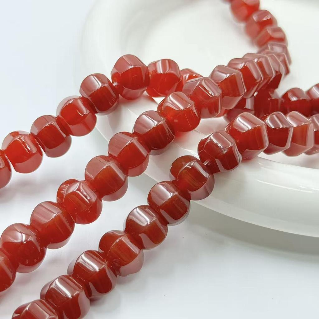 Natural A-Grade Irregular Red Agate Lantern Beads for DIY Bracelets, Necklaces, and Jewelry Accessories.