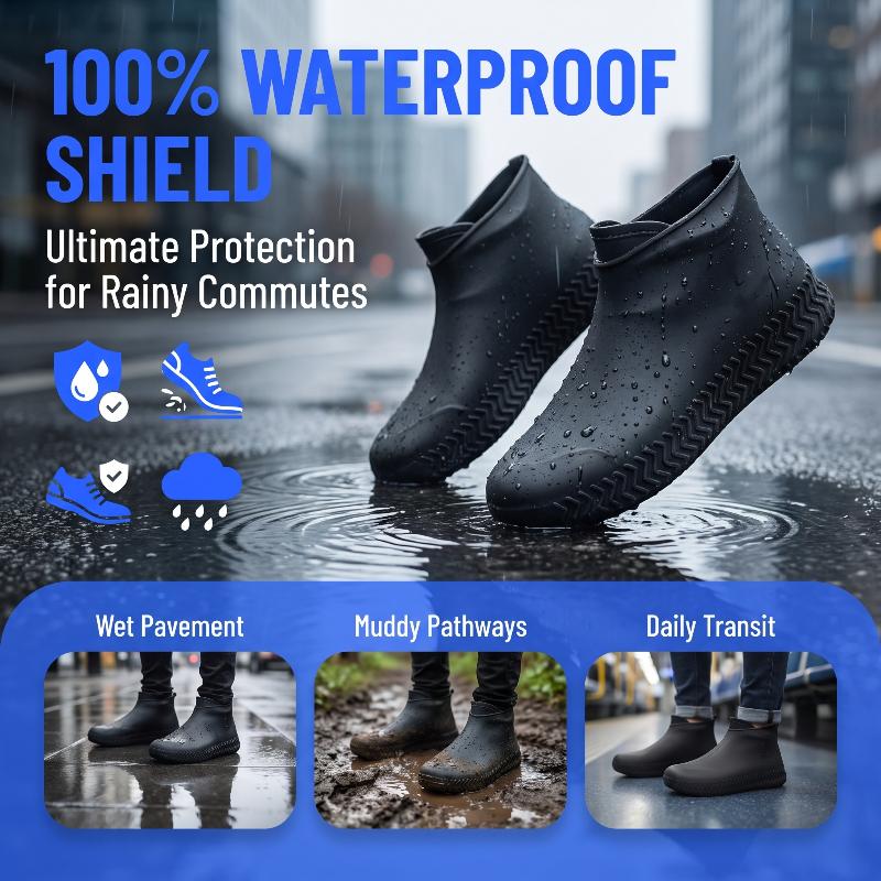 1/2Pair Rubber Rain Boots Rain Shoe Cover For Shoes Silicone Rain Boots Covers Protector Waterproof Footwear Covers
