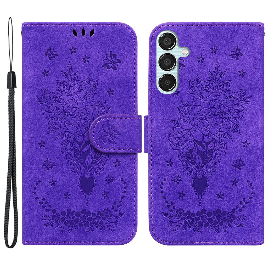 For Samsung Galaxy M15 5G/F15 5G Case Butterfly Flower Pattern Flip Leather Phone Cover