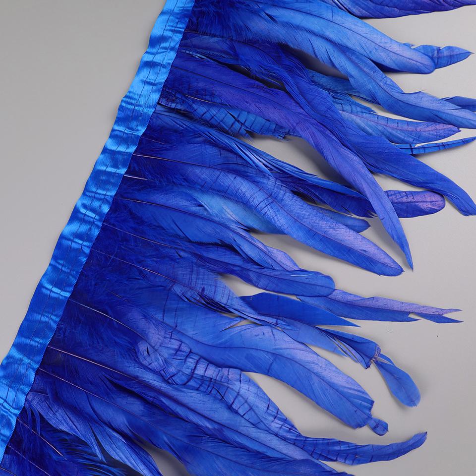 25-30cm Rooster Feather Trimming Chicken Feathers Trims Rooster Tail Feather Ribbon Dress Skirt Costume Carnival Decoration