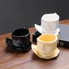 Creative Ear Hanging Coffee Cup And Saucer Set Face Statue Coffee Cup Eye Contact Kiss Ceramic European Cup
