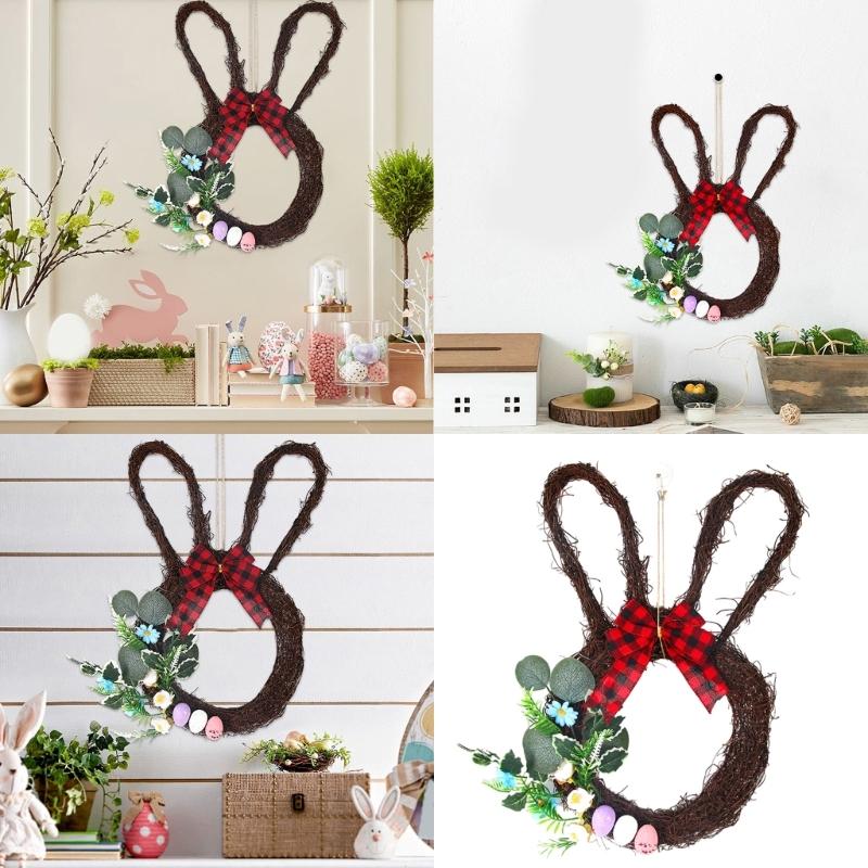 Handmade Easters Door Wreath with Rabbit and Bright Detail Display Garlands Perfect for Holiday Homes Decors