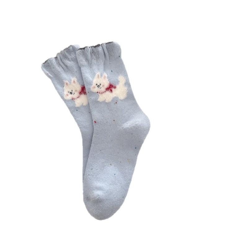 Wool Cartoon Medium Tube Socks Idea Yarn Cartoon Butterfly Socks Thickened Thermal Stacking Socks
