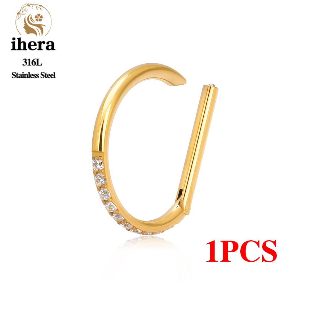 1/10 Stück Edelstahl Rund Nasenring CZ Scharnier Septum Clicker Herz Ohrring Creole Ohr Tragus Knorpel Daith Piercing Schmuck