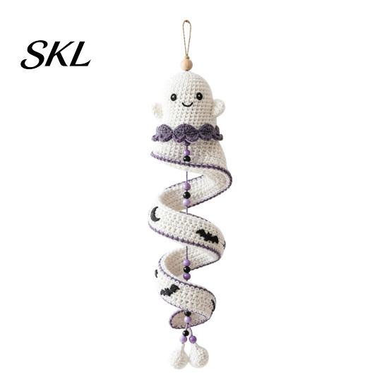 DIY Heimwandbehang Handwerk Häkelset, Geist/Pinguin/Hirsch/Lebkuchenmann/Kürbis Form, Spiral Halloween Ornament Basteln für Dekor Set Erwachsene