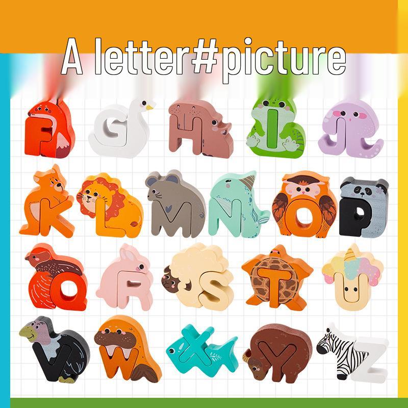 

Wooden Animal Alphabet Puzzle for Kids: 26 Uppercase Letters Educational Toy