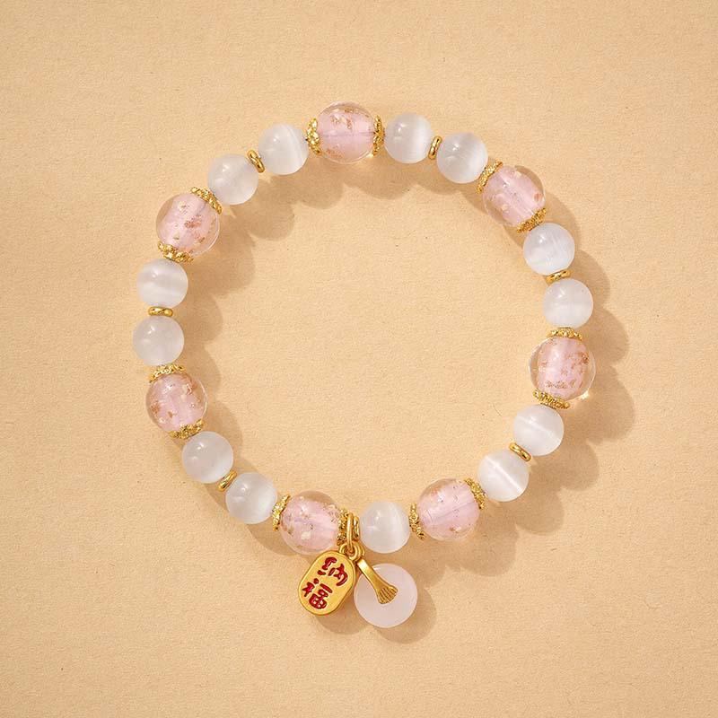 Luminous Cat's Eye Ash Glass Bracelet: Women's Luck-Changing Crystal Ornament