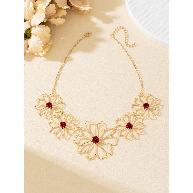 Strip Luxury Atmosphere Sticker Neck Collarbone Necklace Flower Splicing Temperament Atmosphere Banquet Ball Hot Sale