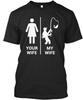 Deine Frau Meine Frau Lustiges Angel-T-Shirt Hergestellt in den USA Größe S bis 5XL