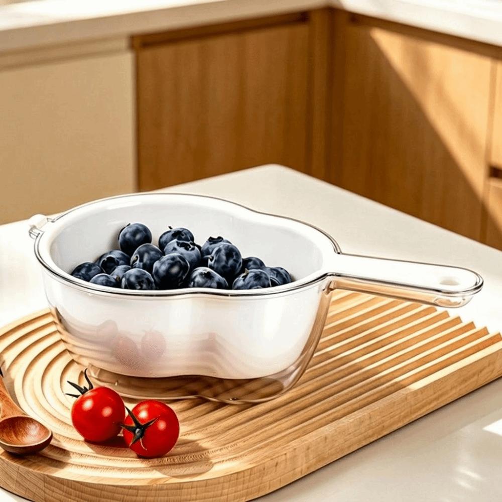 with Handle Fruit Washing Basket Handheld Food Storage Container  Salad Prep белый