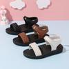 Summer Woven Open Toe Sandals, Comfort Non-slip Hook-and-Loop Beach Shoes for Toddler and Little Girls
