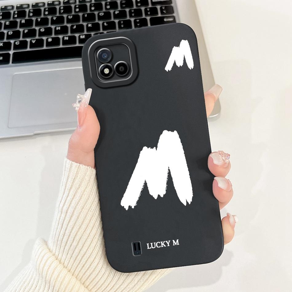 For Realme C11 (2021) Lucky Initial Letter Phone Case For Realme C11 2021 2020 RMX3231 RMX2185 Soft Silicone Shockproof Cases