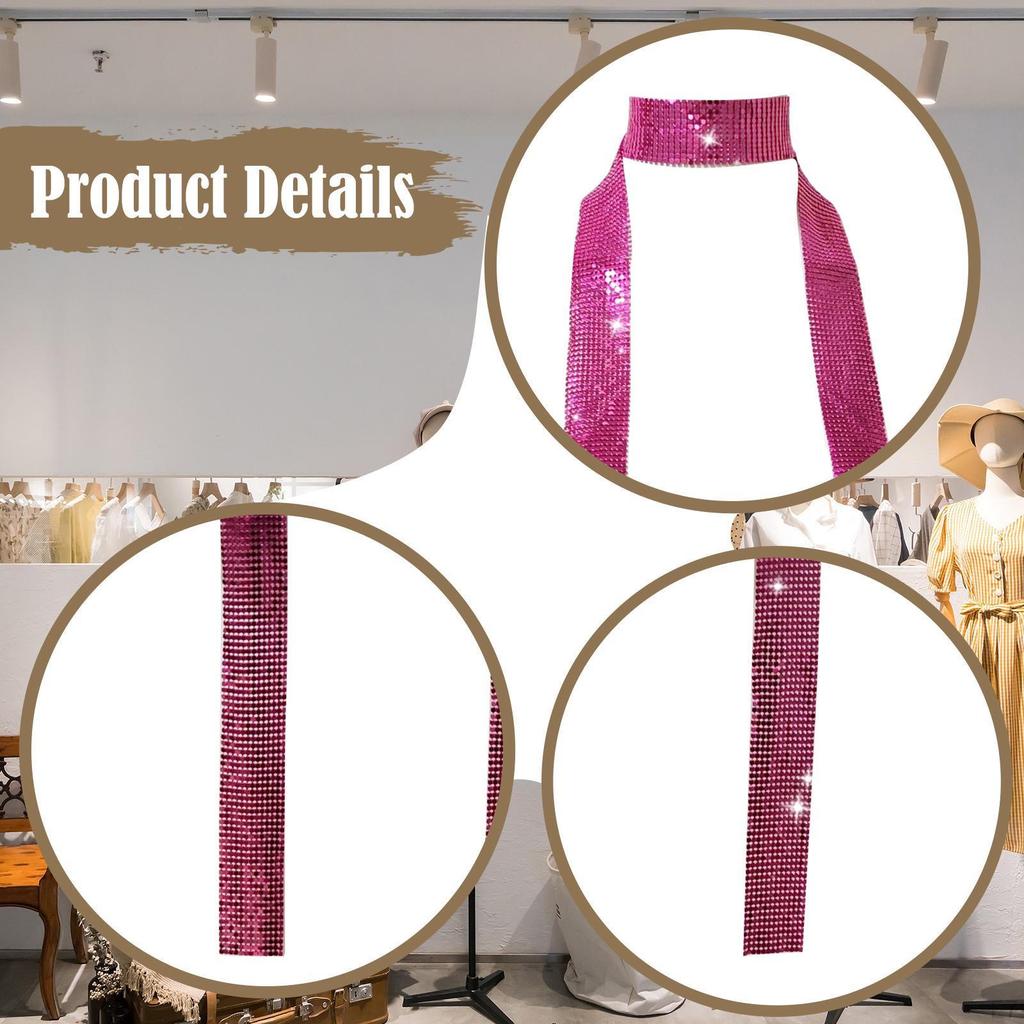 Metal Sequins Neck Tie Scarf Evening Swimwear Lightweight