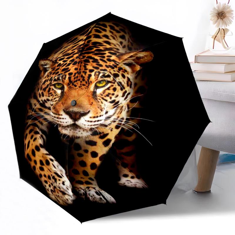 Snow Leopard Yin Yang Automatic Umbrella Compact 8-Rib Design Lightweight All-Season Travel Outdoor Accessory Perfect Gift for Women Men