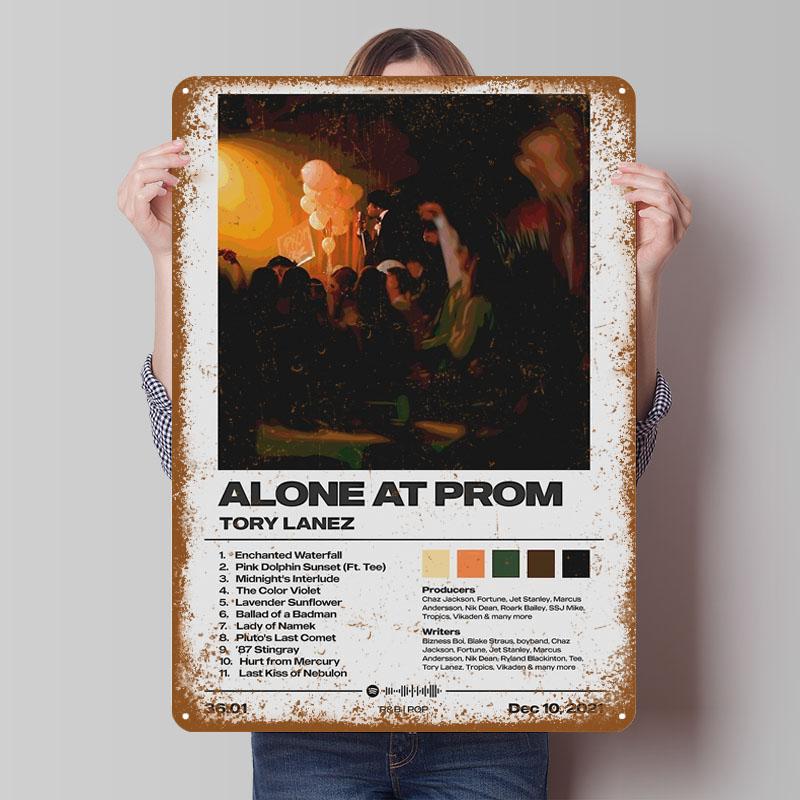 Тори Лейнз - Alone At Prom Обложка альбома Жестяные таблички Музыкальный плакат Винтажная металлическая пластина Индивидуальная металлическая табличка для настенного декора 7.9x11.8In(20x30cm)