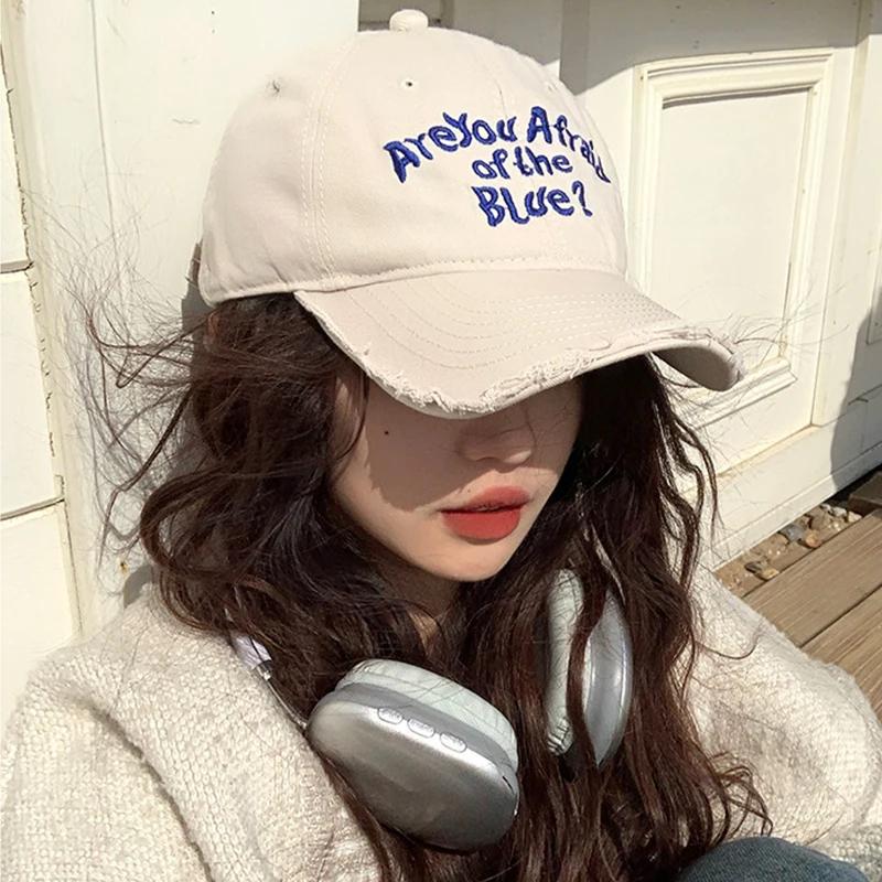 Korean Embroidery Letters Hip Hop Duckbill Hat Men Women Snapback Cotton Baseball Cap Outdoor Sports Dad Trucker Sun Hats