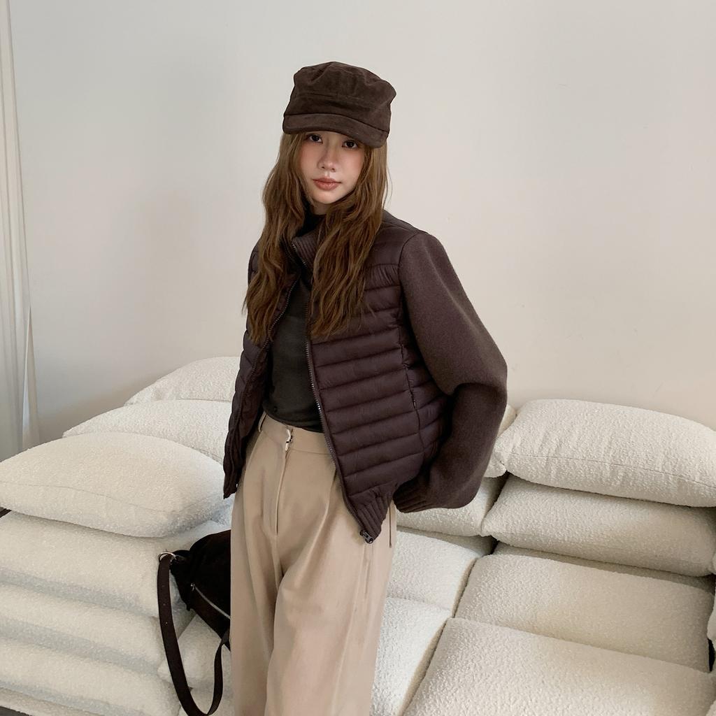 VEZFAA Moda feminina casual outono inverno cor sólida estampa manga comprida jaquetas e casacos casacos de plumas