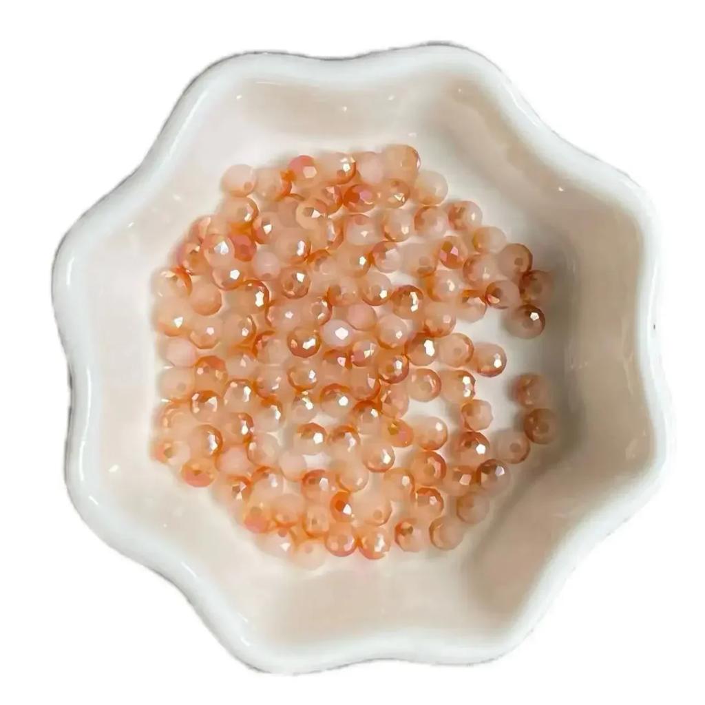 100pcs Czech Rondelle Crystal Beads AB Color Faceted Glass Beads Loose Spacer Beads for Jewelry Making DIY Necklace Accessories