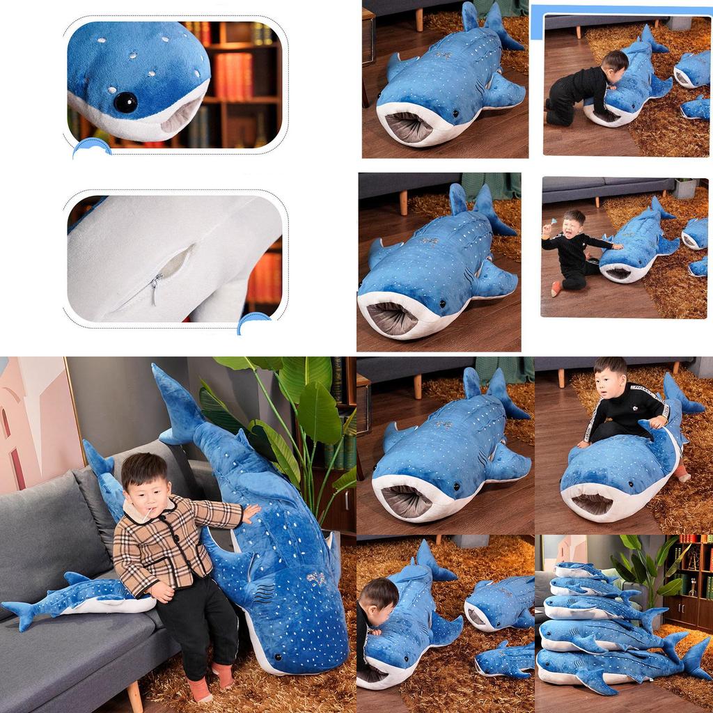 Großes Blauwal Plüschtier Superweiches Stofftier für Kinder Cartoon Hai Wal Kissen