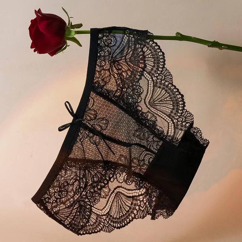 Summer Breathable Quick-Drying Seamless Women'S Briefs Low-Rise Girl Pure Desire Hollow Sexy Lace Panties Women