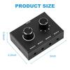 Stereo audio AUX audio audio pasivní manuální rozbočovač box audio sdílení palec 4-cestný 3,5mm přepínač, 3,5mm přepínač, přepínač, reproduktor, sluchátka, přepínač,