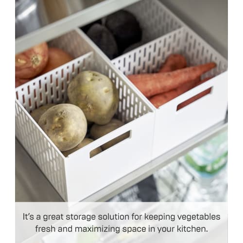 Yamazaki Vegetable Storage Tower, White, Approx. W15.3 x D32 x H12.2cm, Stackable, with Sliding Drawers, Root Vegetable Storage, Vegetable Compartment