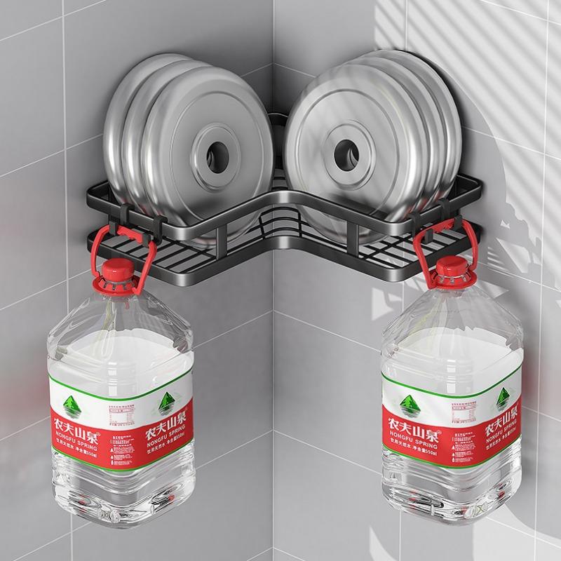 Bathroom Triangle Iron Shelf No Drill Metal Corner Shelf Kitchen Bathroom Accessories Storage Rack Shampoo Storage Rack